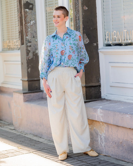 Holden Pleated Wide Leg Pants- Ivory