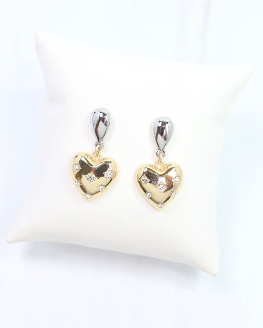 Tessa Heart Drop Stud Gold-Silver