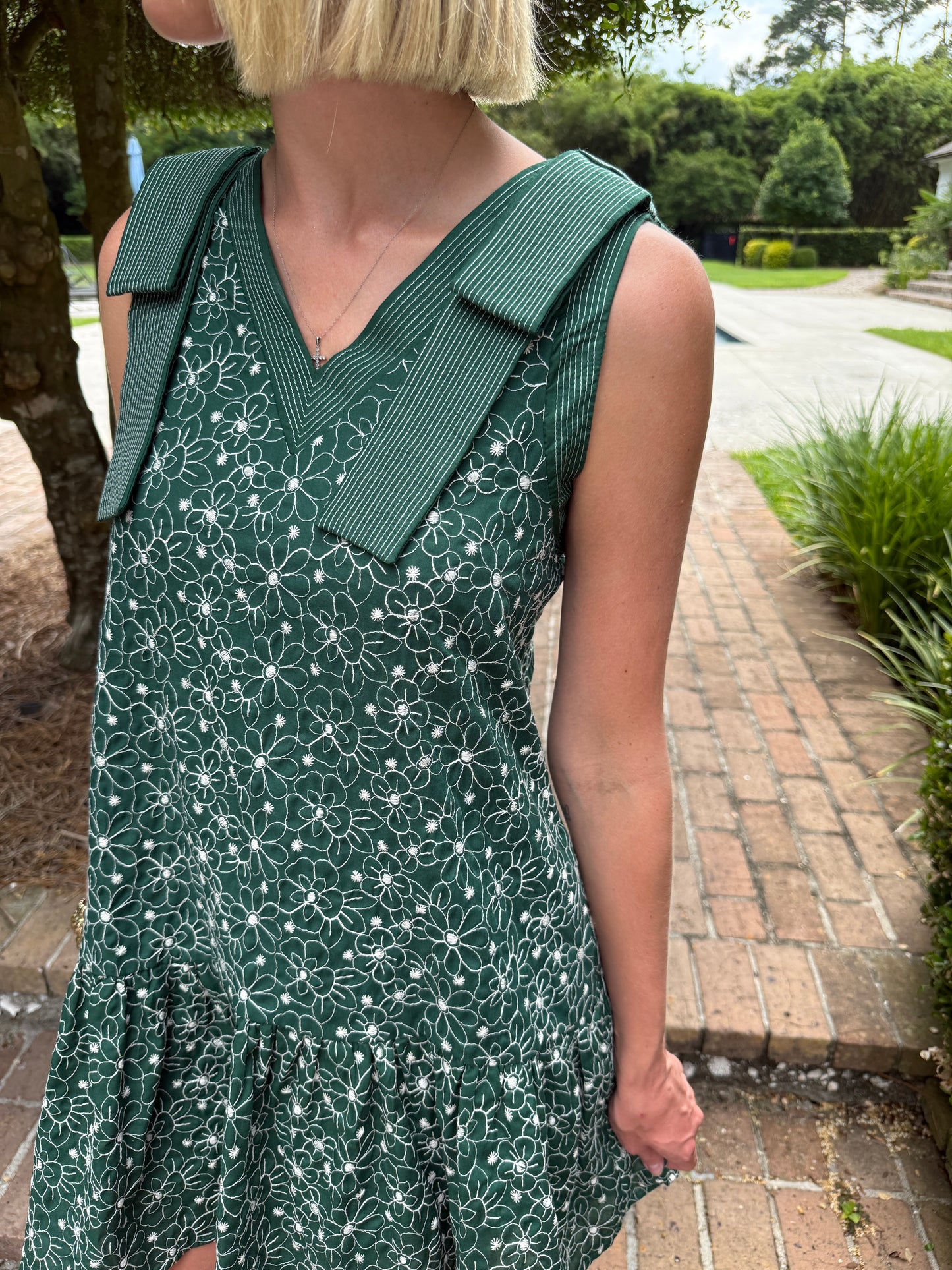 Emmeline Embroidered Dress- Green