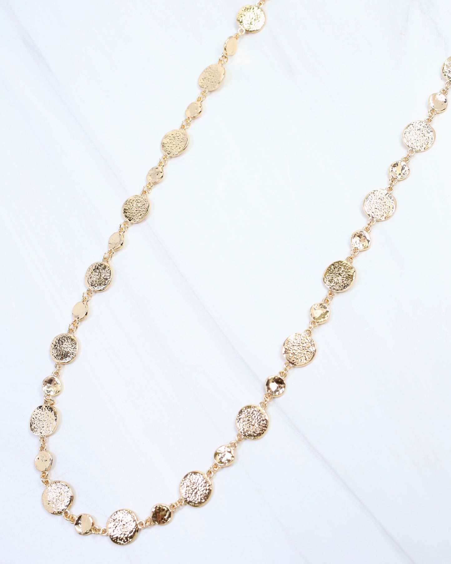 Danvers 42" Hammered Circle Long Necklace Gold