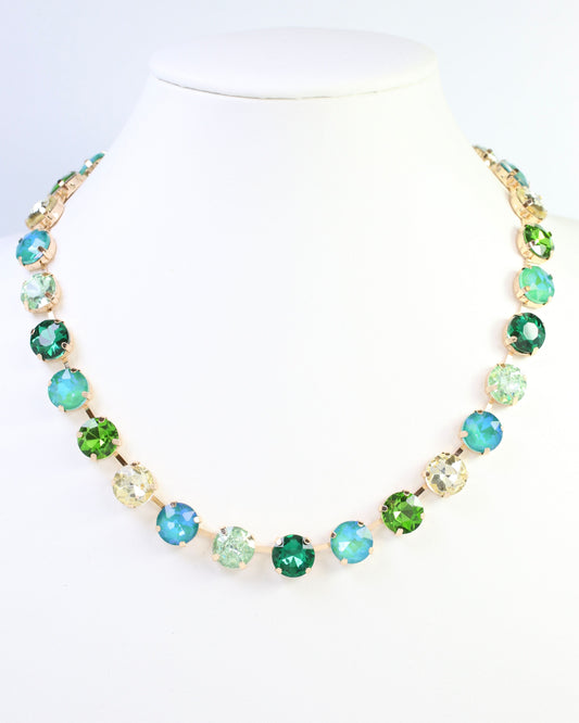 Donimica Rhinestone Necklace Green Multi