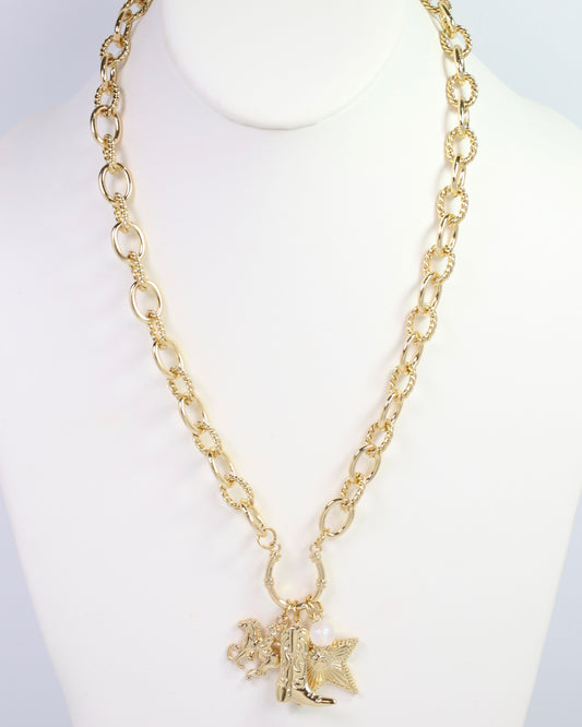 Cheyenne Western Charm Necklace Gold