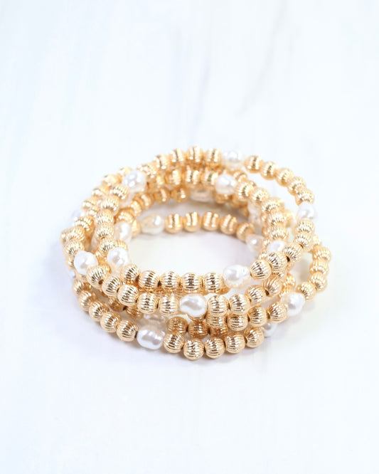 Cambria Beaded Bracelet Set Gold