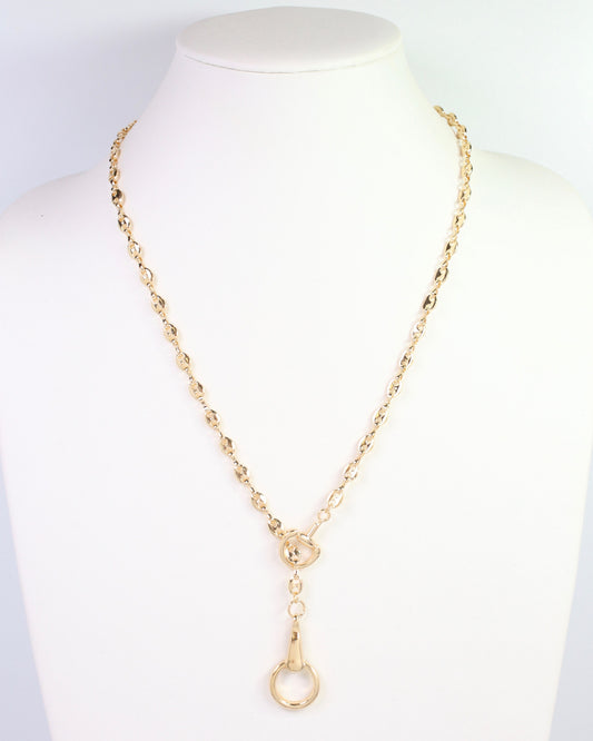 Manchester Horsebit Y Necklace Gold