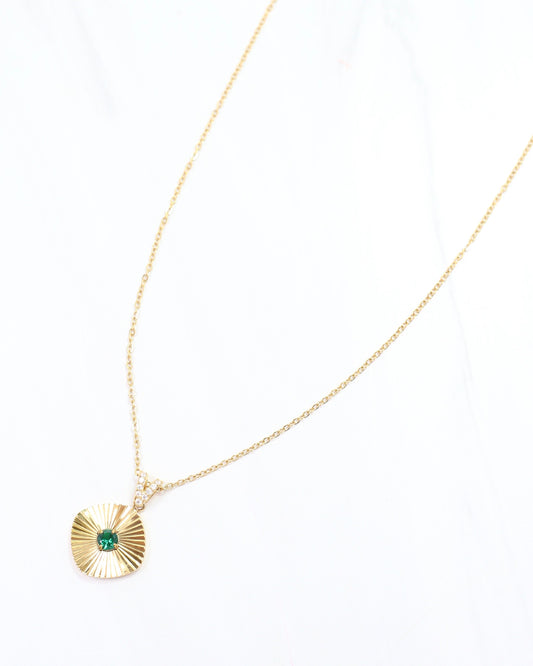 Ashford Circle and CZ Necklace Emerald