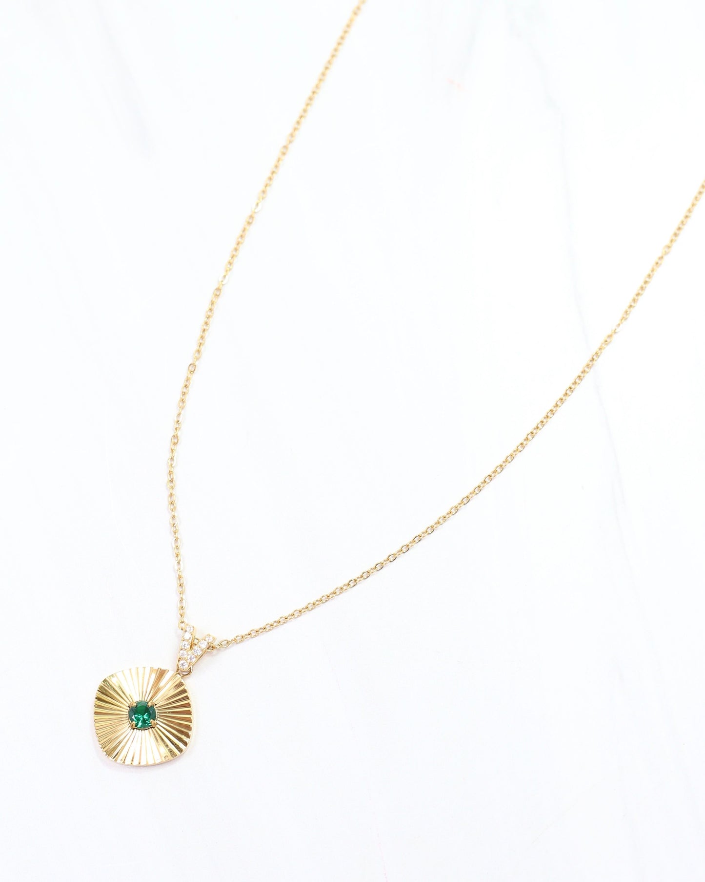 Ashford Circle and CZ Necklace Emerald