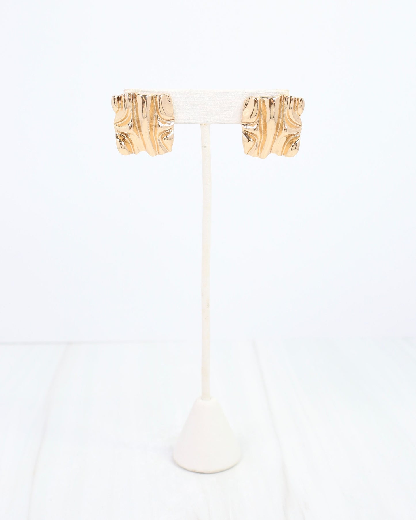 Claremore Textured Square Post Earring Gold