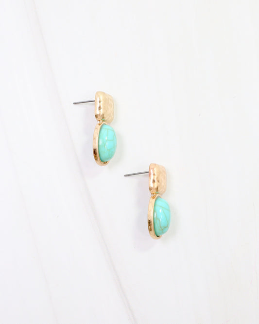 Mindy Textured Gold Drop Earring Turquoise