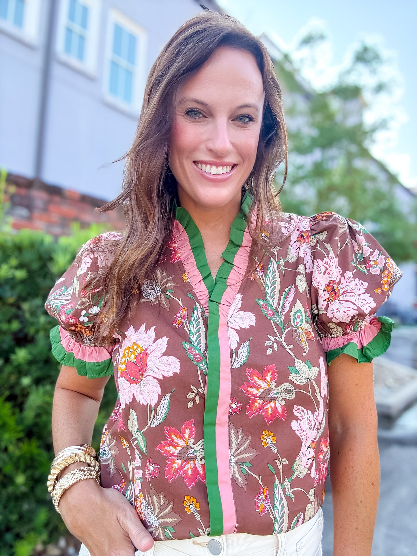 Vanelle Floral Top- Brown
