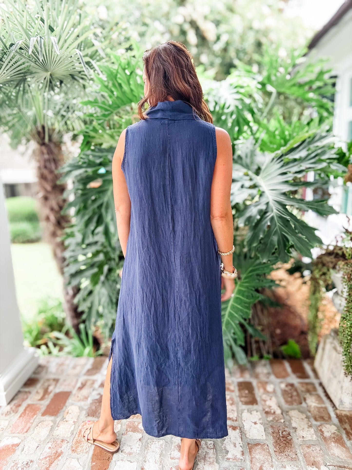 Swann Linen Maxi with Cowl Neck