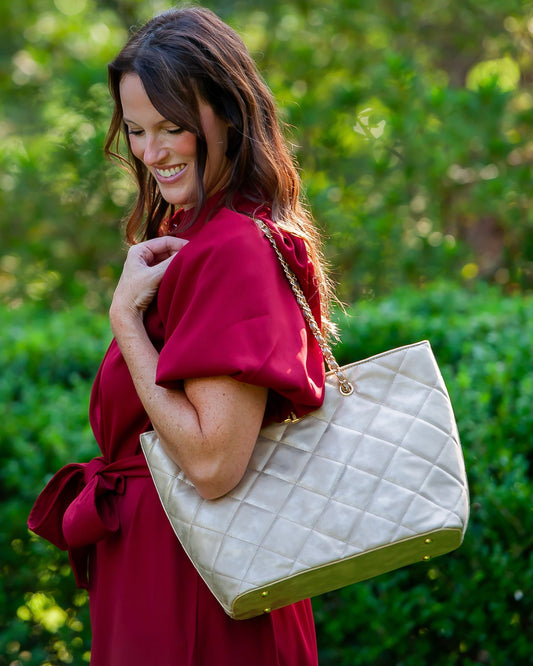 Quentin Quilted Tote - Gold Shimmer LD
