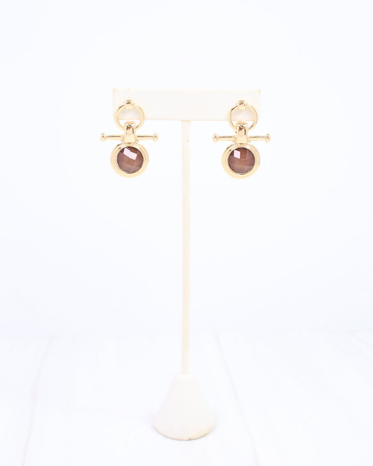 May Faceted Post Earring Brown