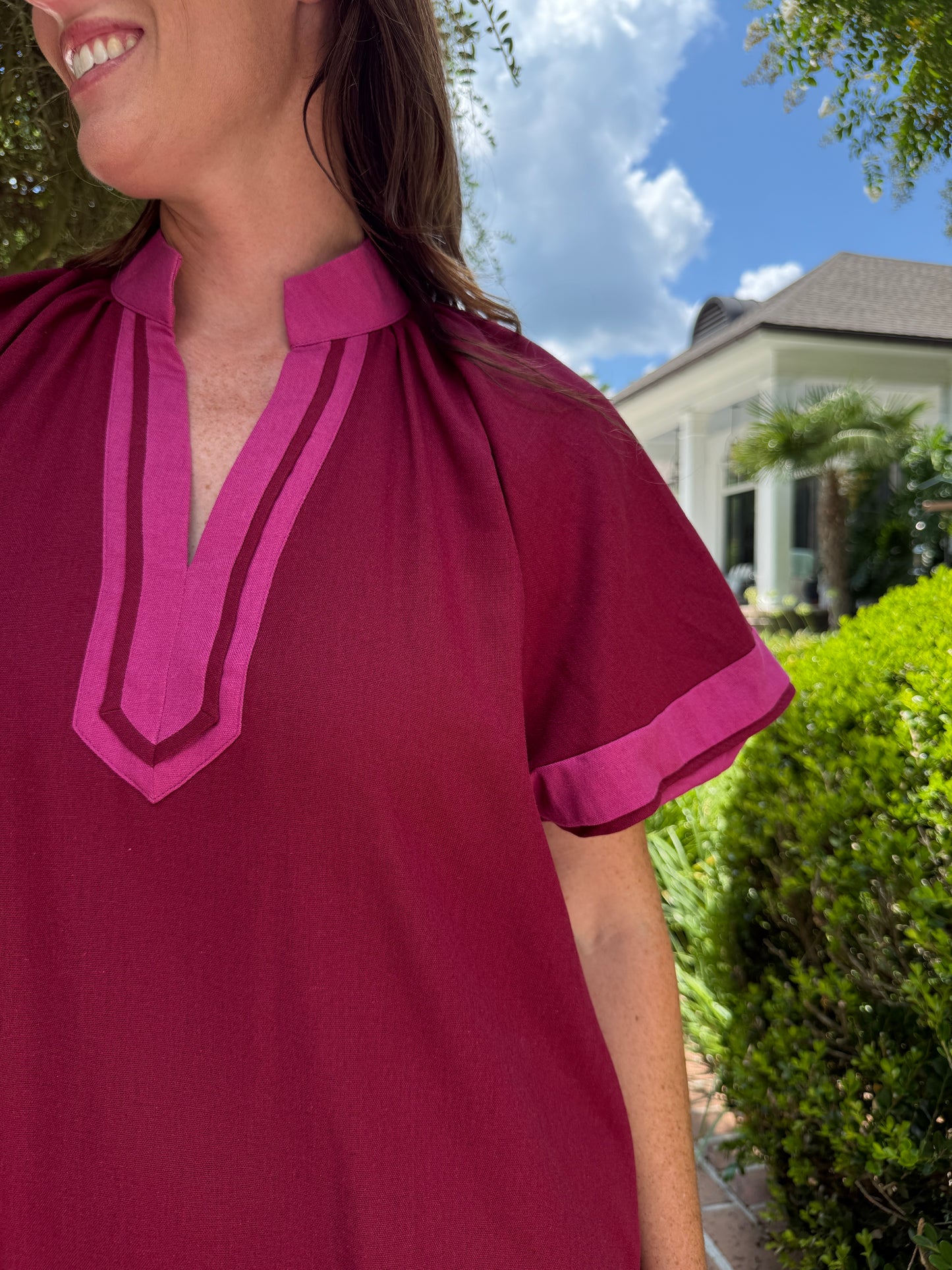 Sinclair Burgundy Linen Dress