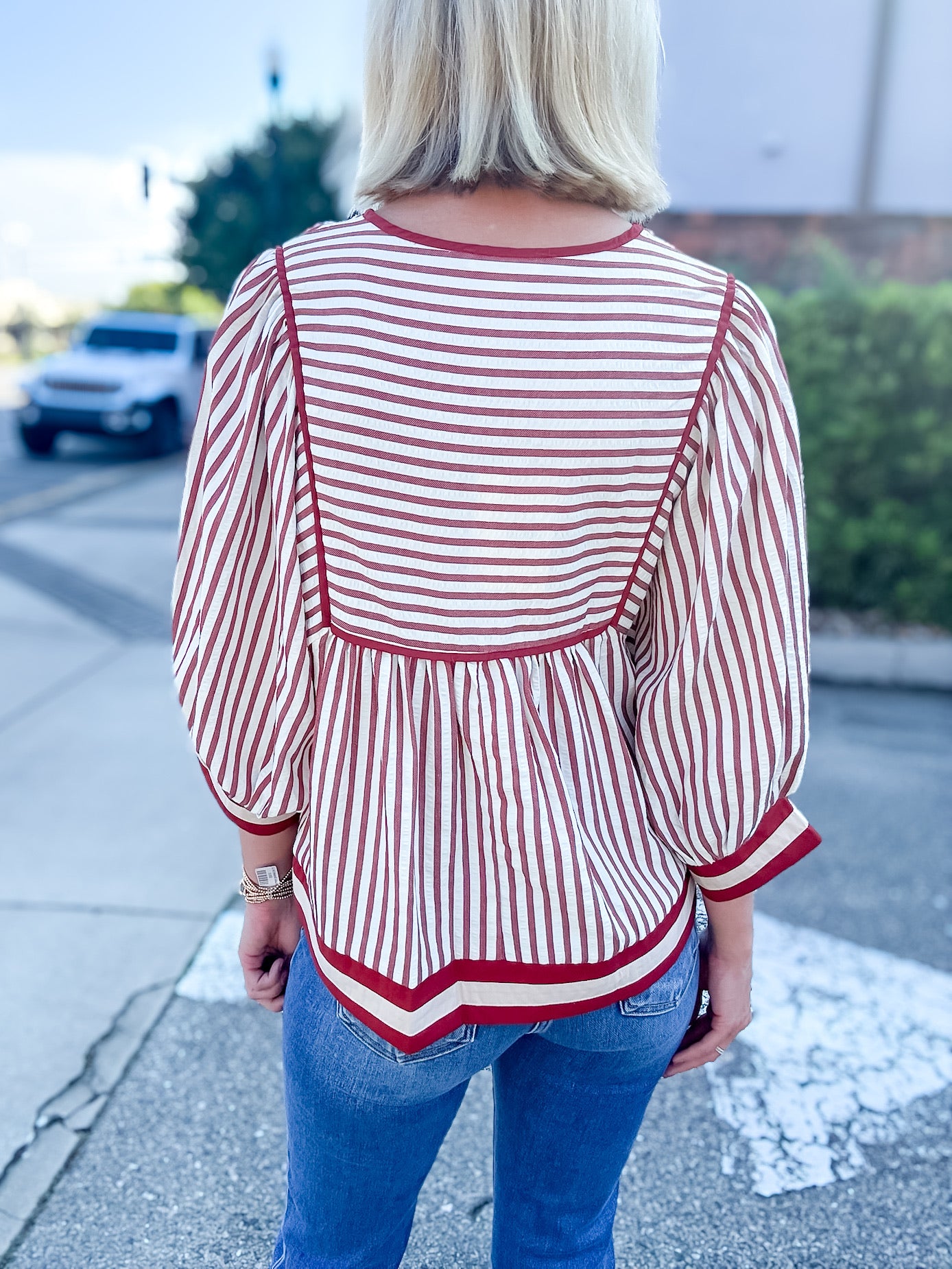 Chrissy Striped Top- Garnet