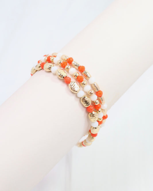 Spirit Beaded Bracelet Set Orange White