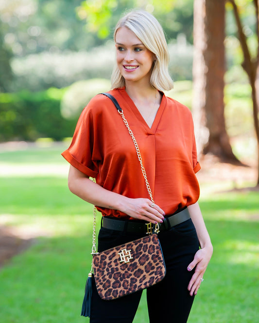 Madelyn Clutch Crossbody Spotted Saddle