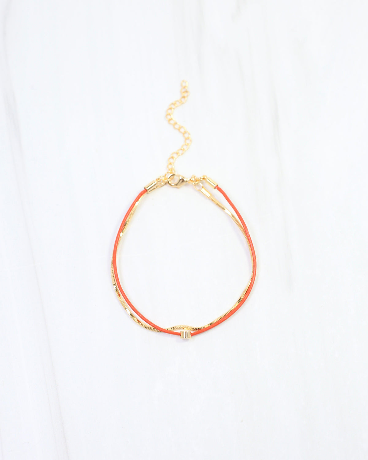 Paula Cord and Chain Bracelet Orange