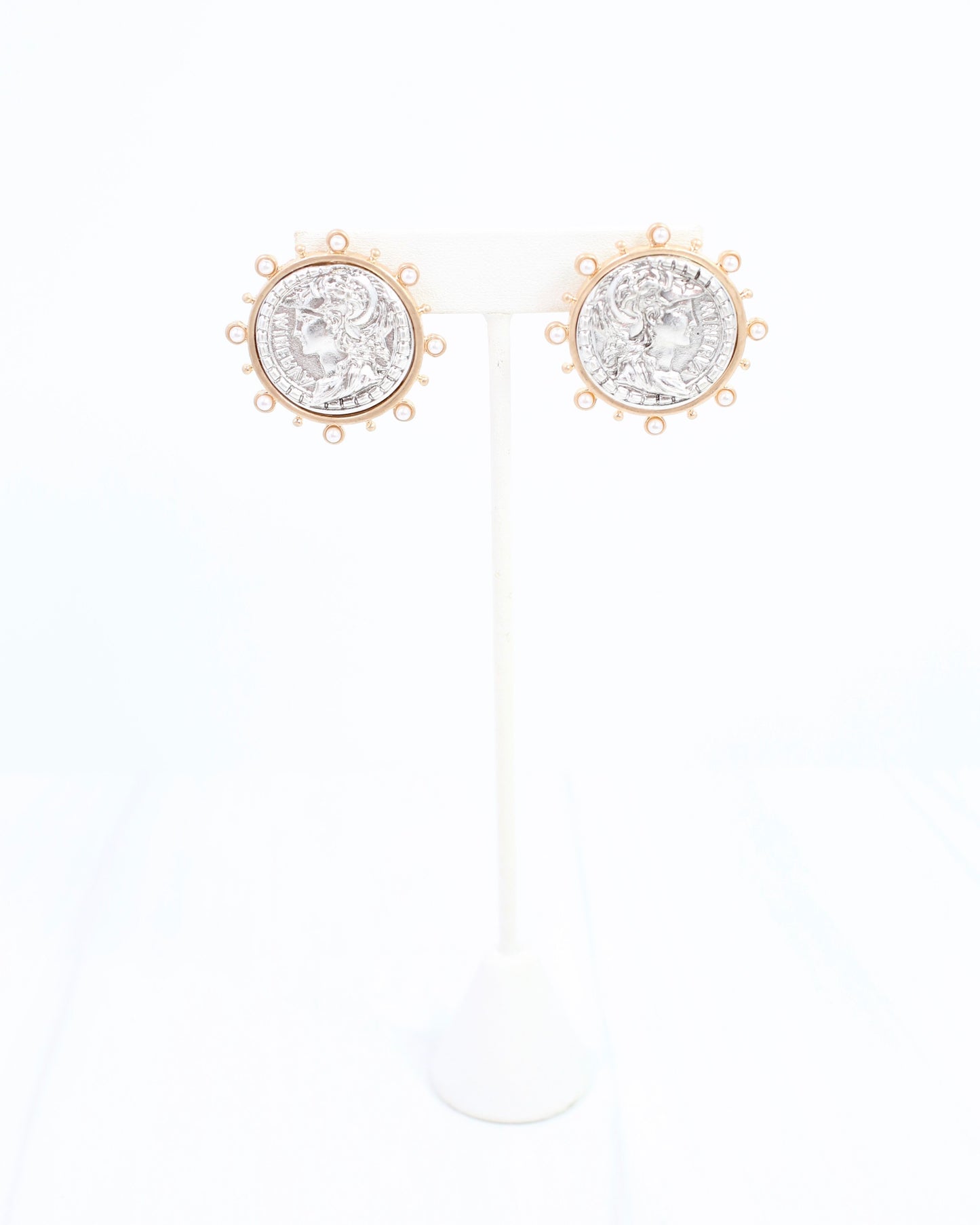 Anna Kate Coin Earring Worn Silver