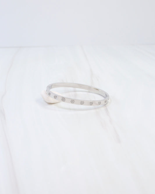 Province CZ Heart Bangle Bracelet Silver