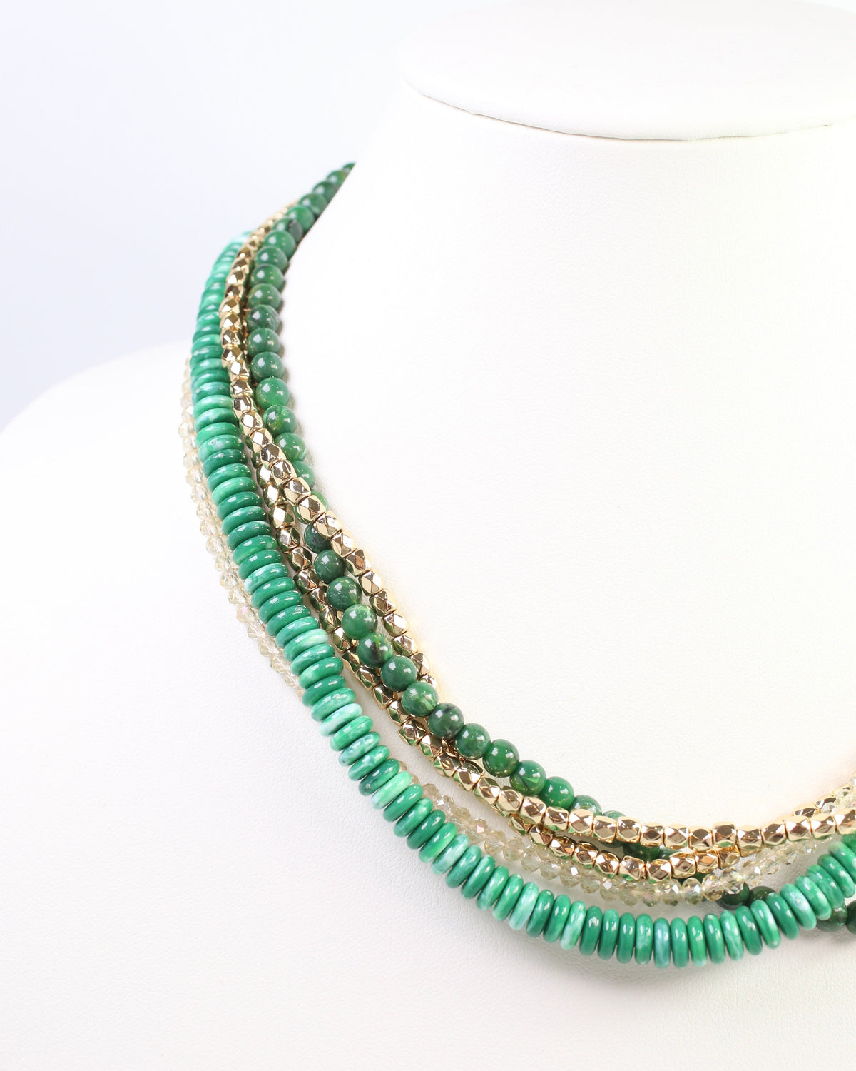Malani Beaded Layered Necklace Green