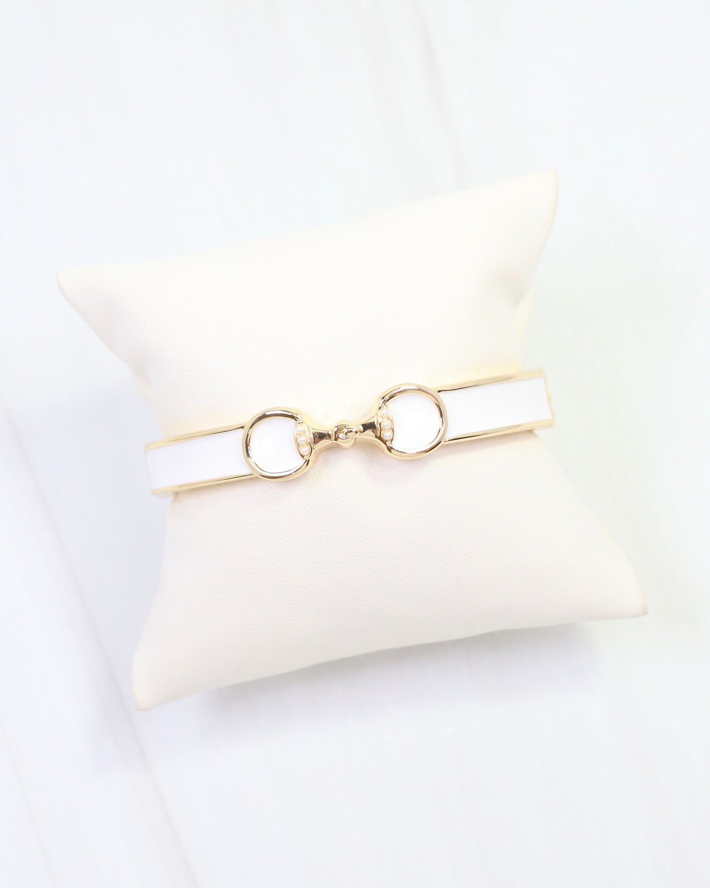Kaylen Horsebit Hinged Bracelet White
