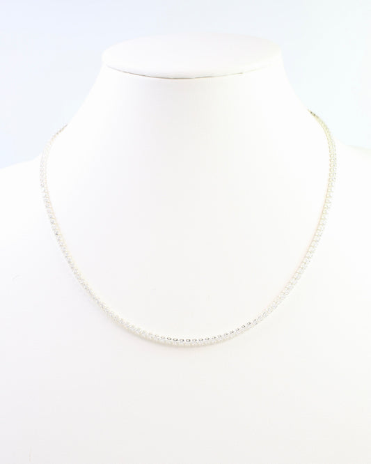 Luna Small CZ Tennis Necklace WR Silver