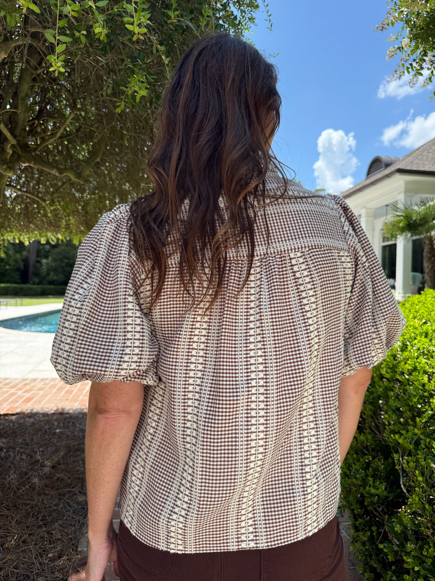 Reign Embroidered Gingham Top