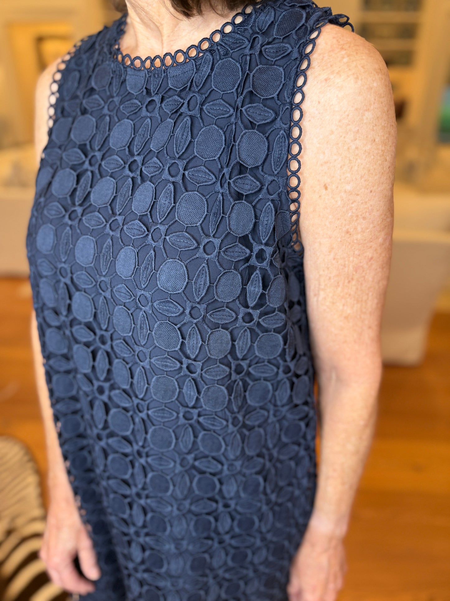 Milion Navy Crochet Lace Trim Mini Dress