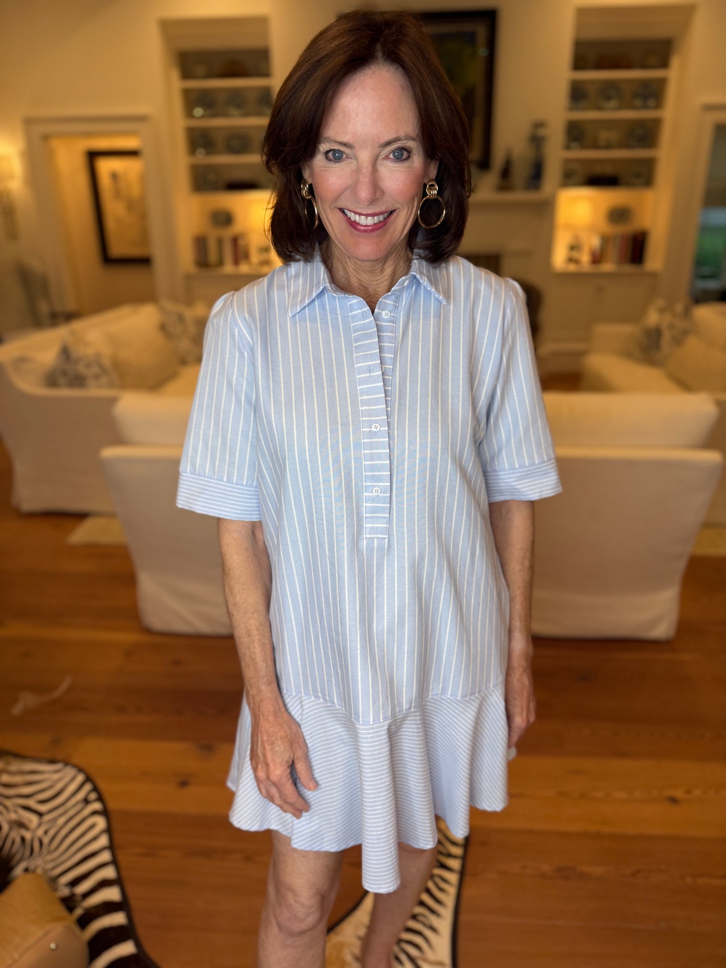 Caught Stepping Out Light Blue Stripe Dress