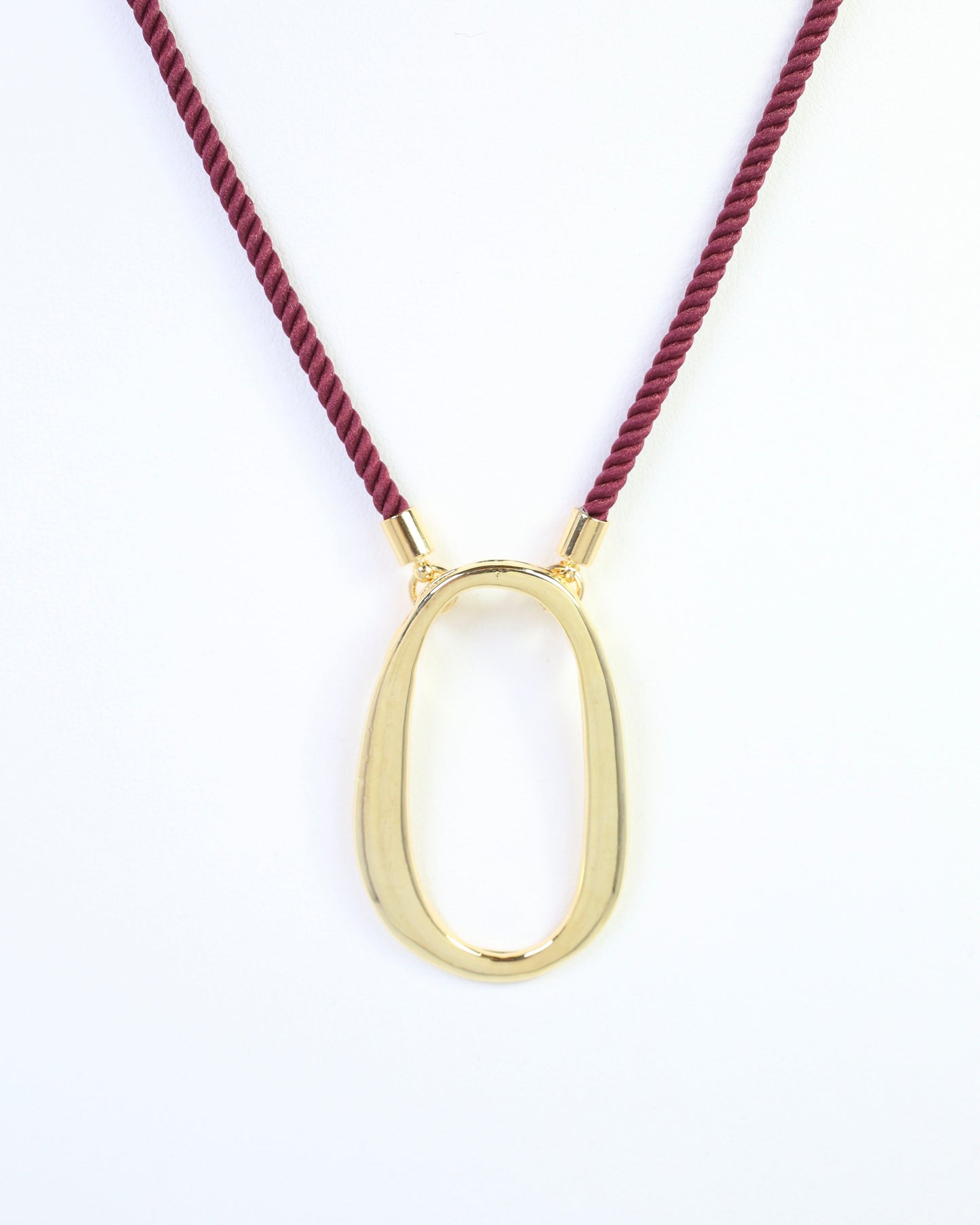 Norma Oval Pendant Cord Necklace Burgundy