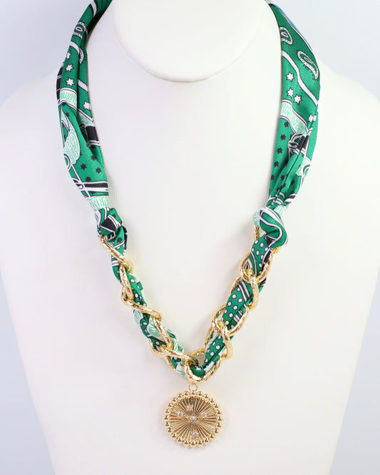 Sarah Scarf Charm Necklace Green