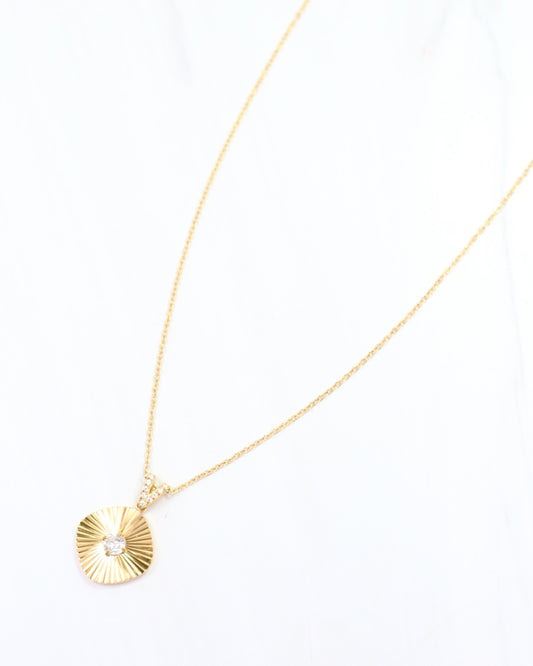 Ashford Circle and CZ Necklace Gold