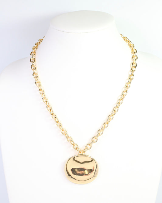 Andover Oval Charm Link Necklace Gold