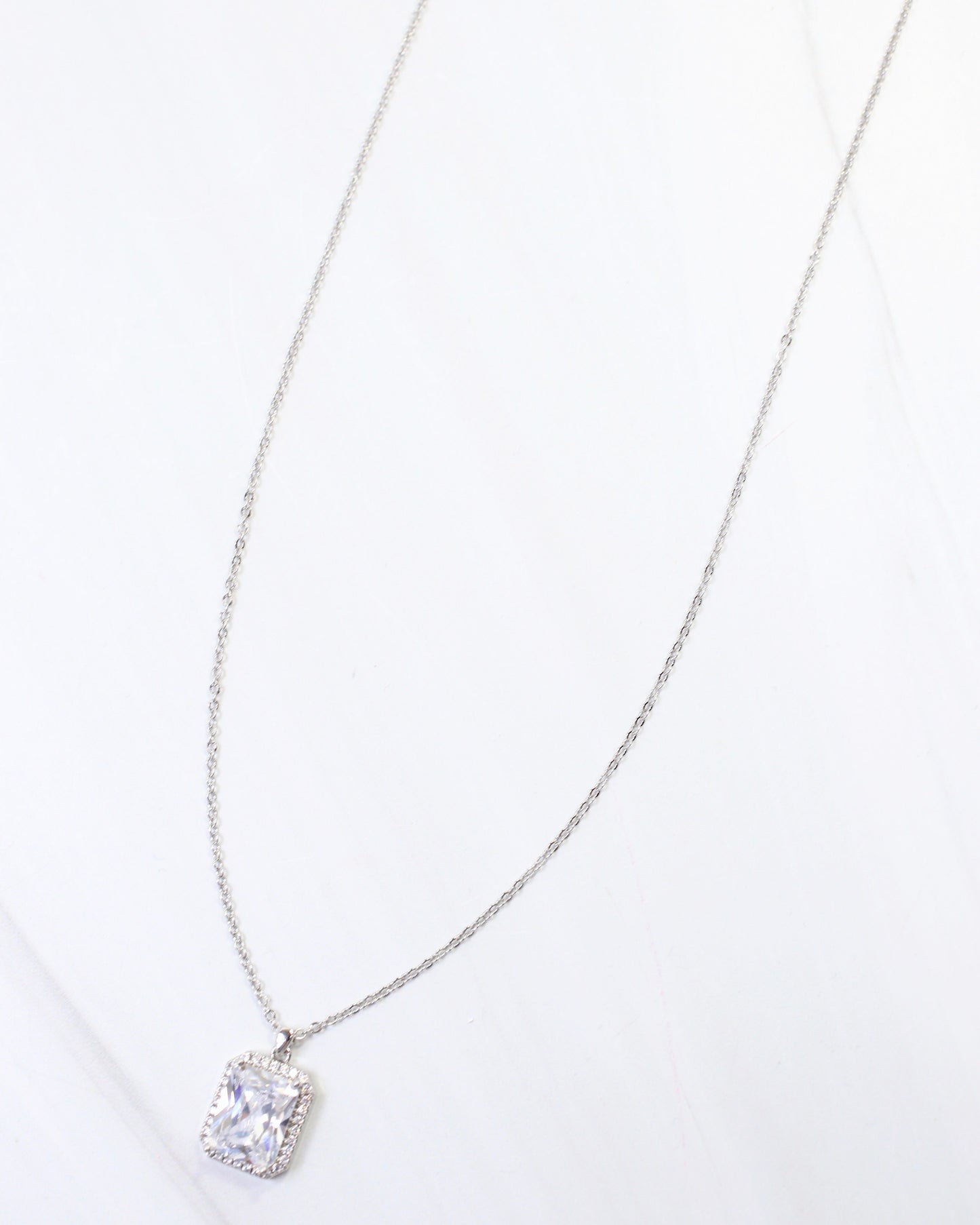 Oneida Crystal CZ Pendant Necklace Silver
