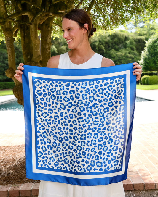 Meredith Spotted Scarf Medium Blue White