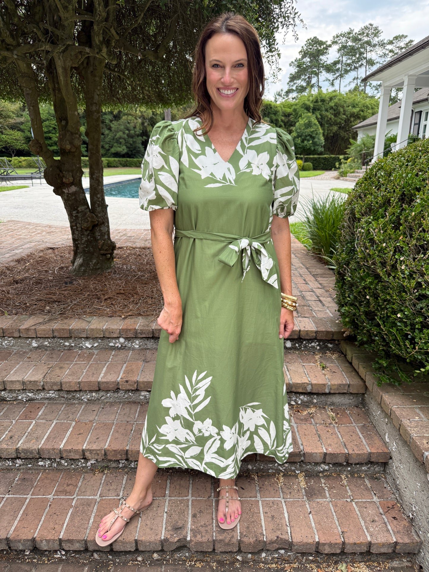 Spring in Green Floral Dress