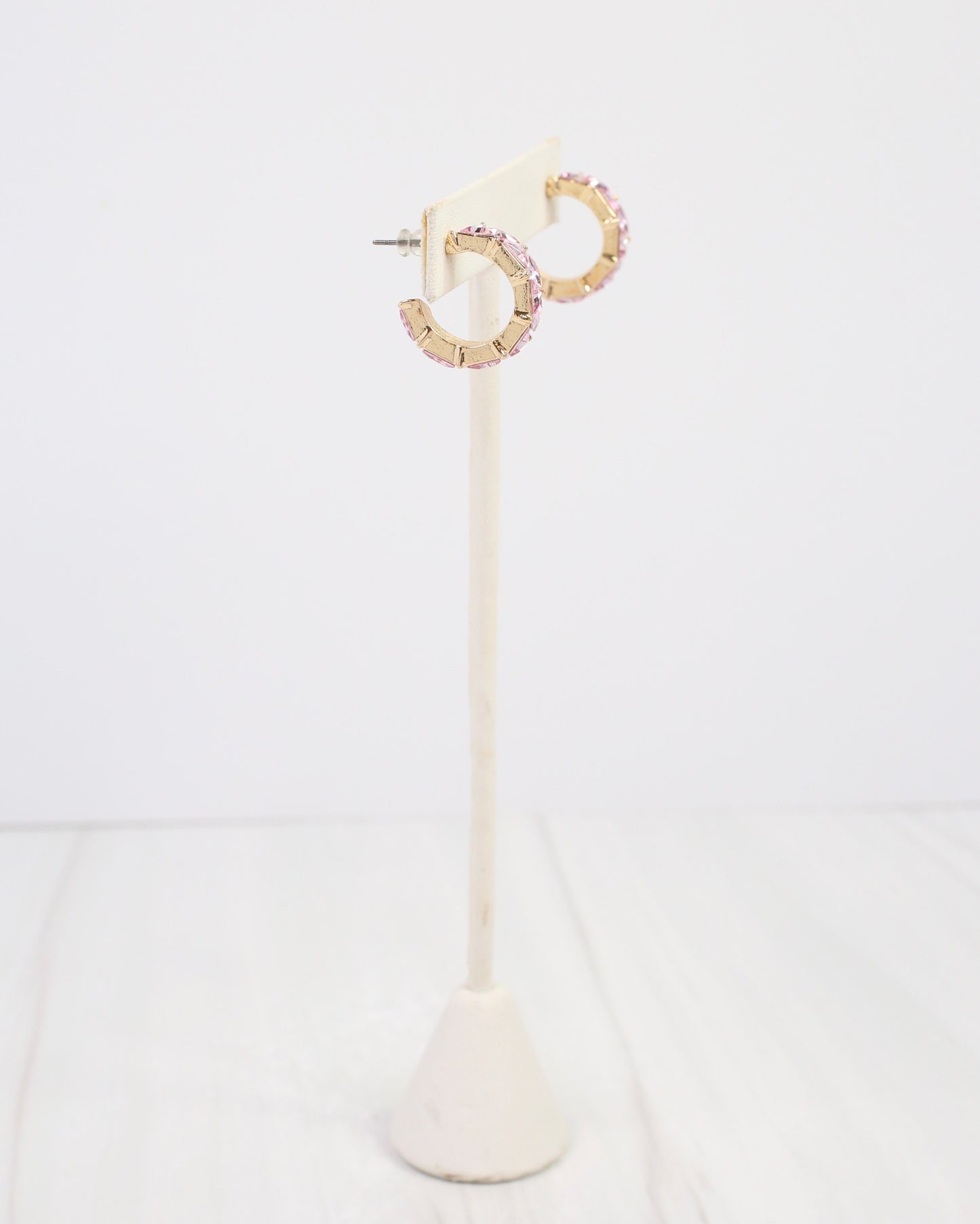 Rome Triangle Stone Hoop Earring Pink