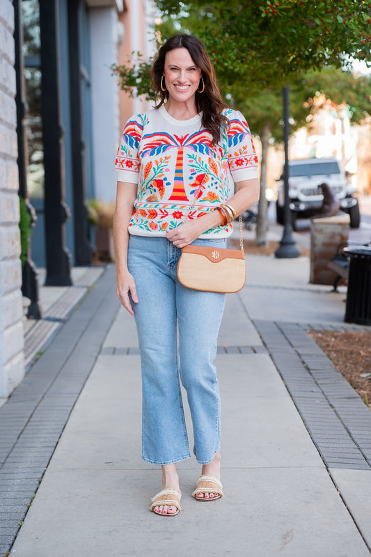 Tabatha Short Sleeve Tropical Sweater