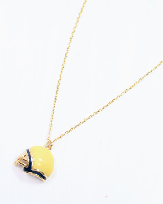 Enamel Helmet Necklace Navy Gold