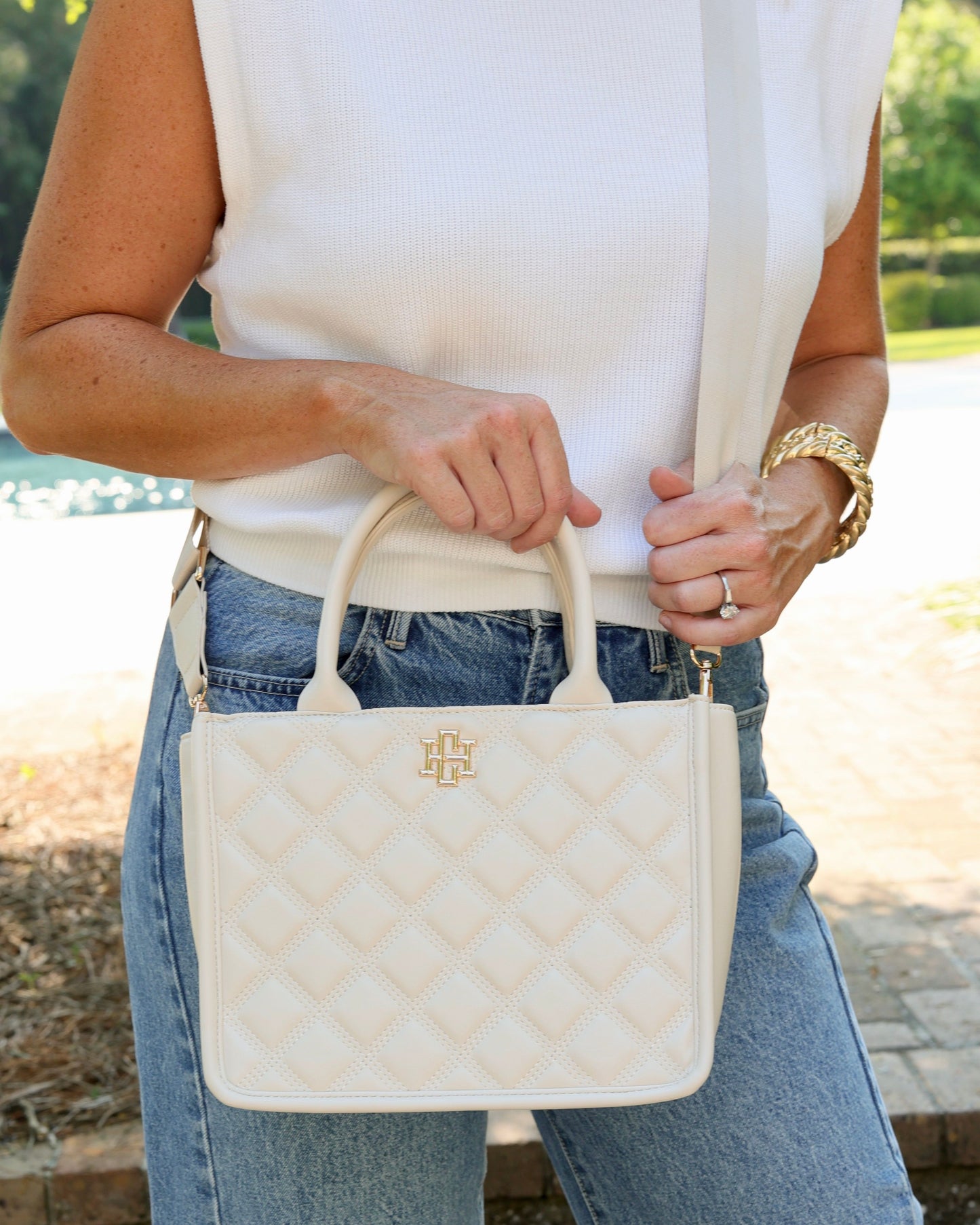Ricky Mini Tote Cream Quilted DQ
