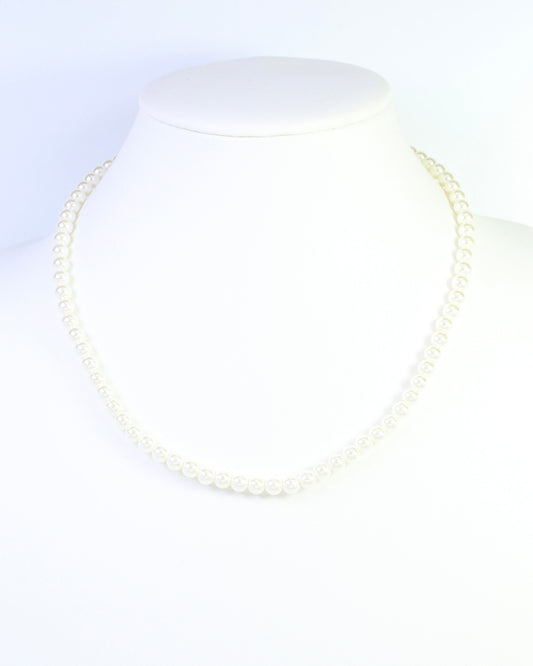 Karina Small Pearl Beaded Necklace Cream