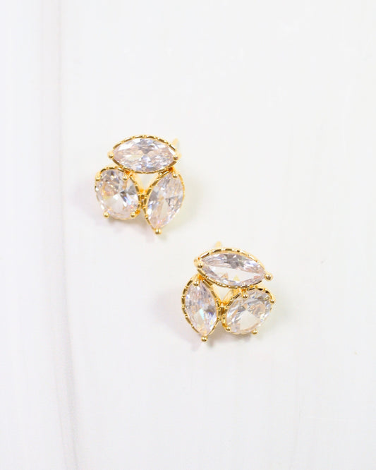 Bristol Front and Back Crystal Earring Gold