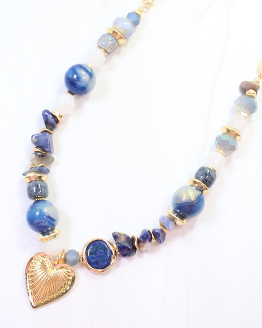 Sarasota Stone Charm Necklace Blue
