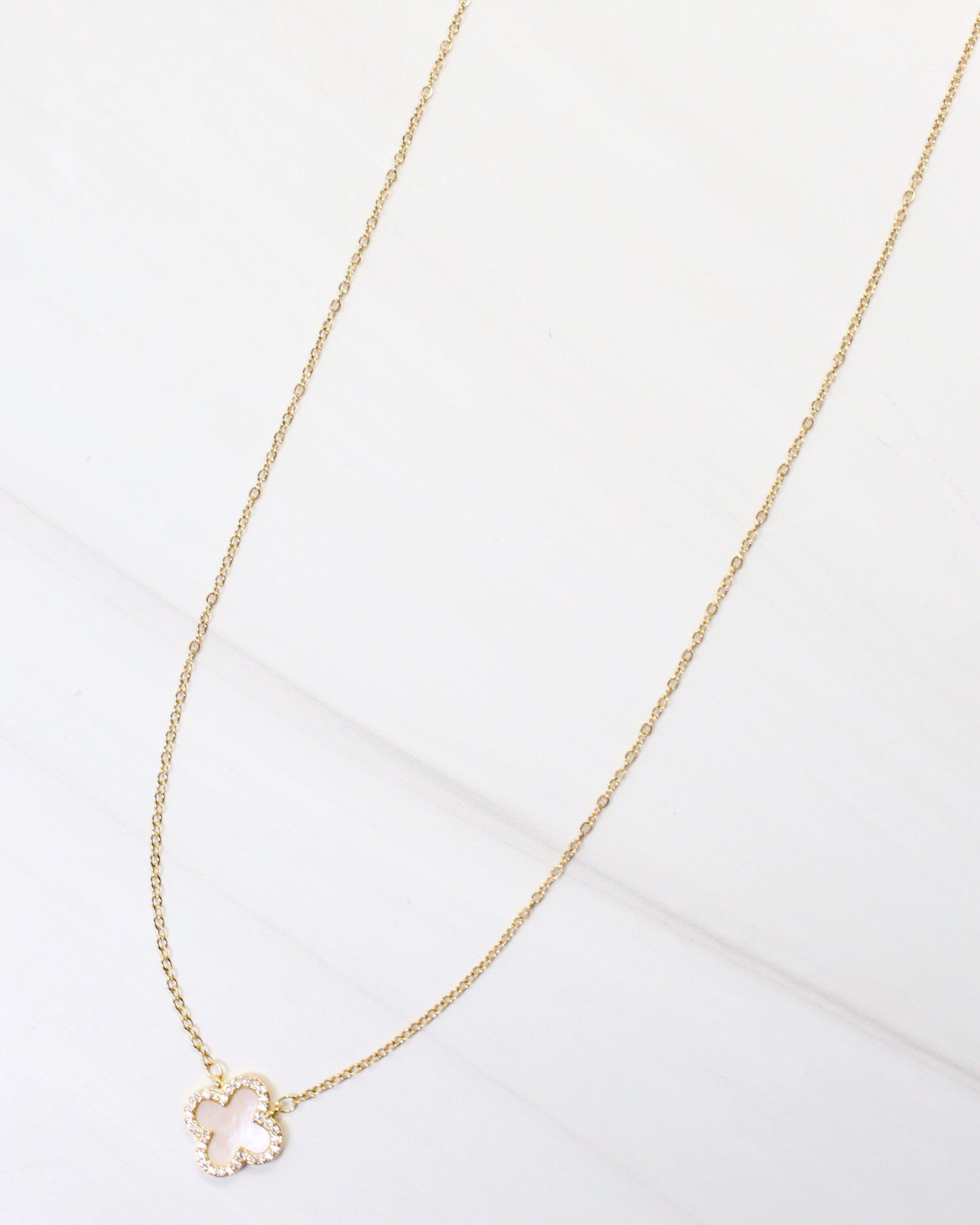 Cindy Opal Clover Necklace Gold