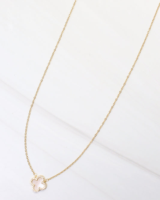 Cindy Opal Clover Necklace Gold