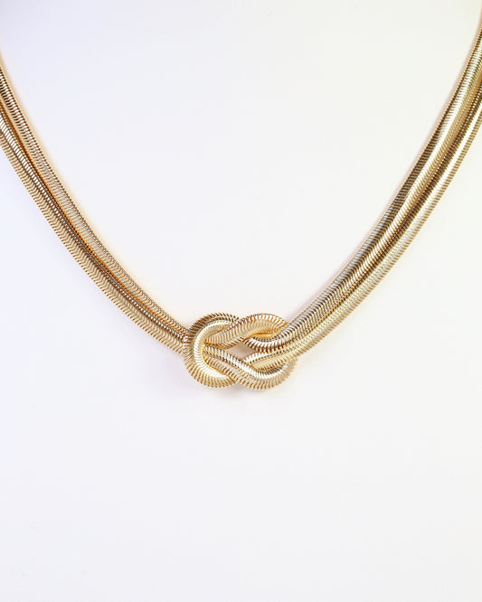 Mineola Layered Knot Chain Necklace Gold