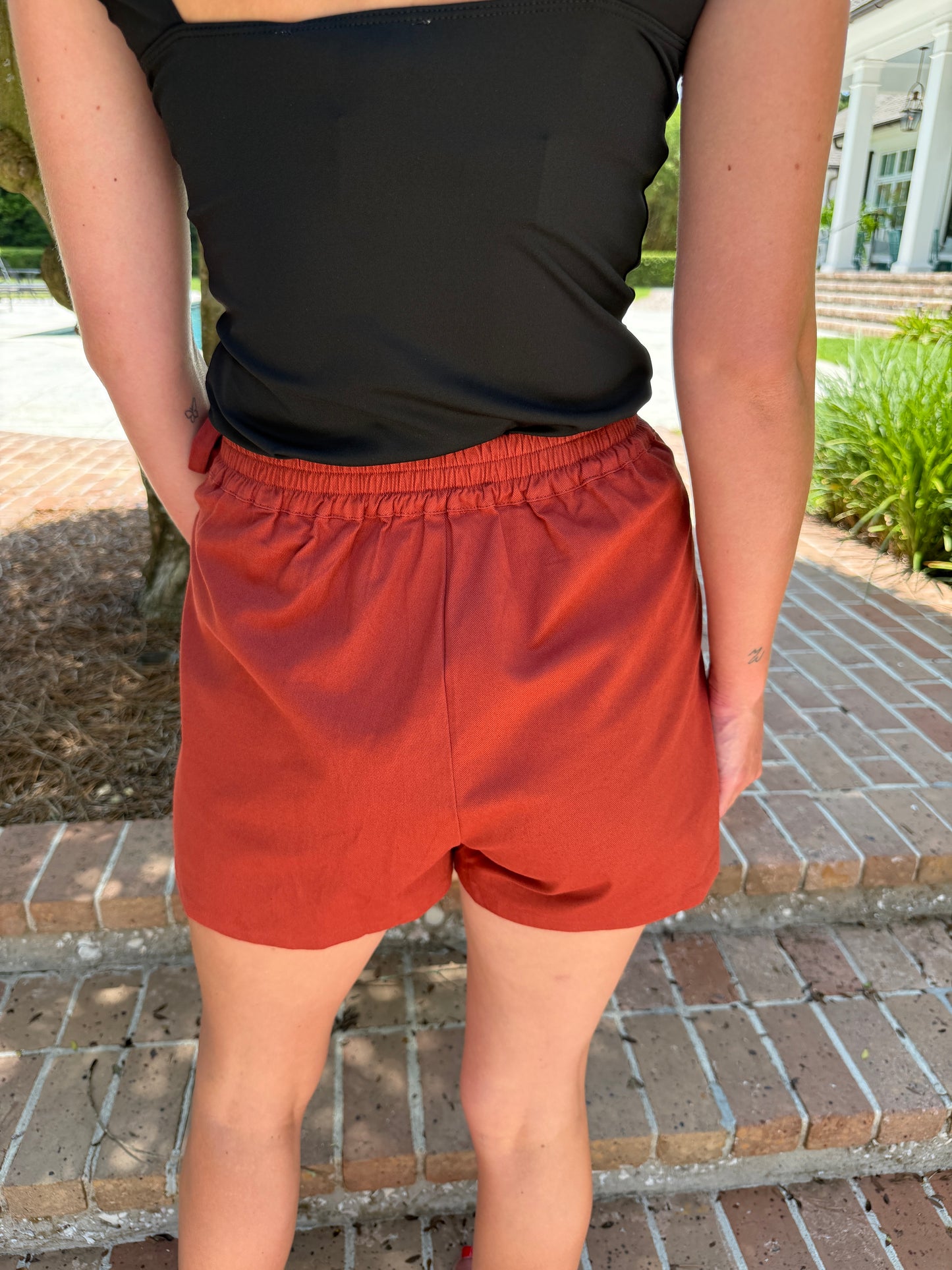 Roll On By Braided Waist Off Rust Skort