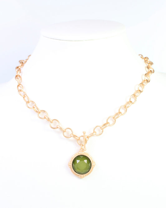 Simms Stone Toggle Necklace Olive