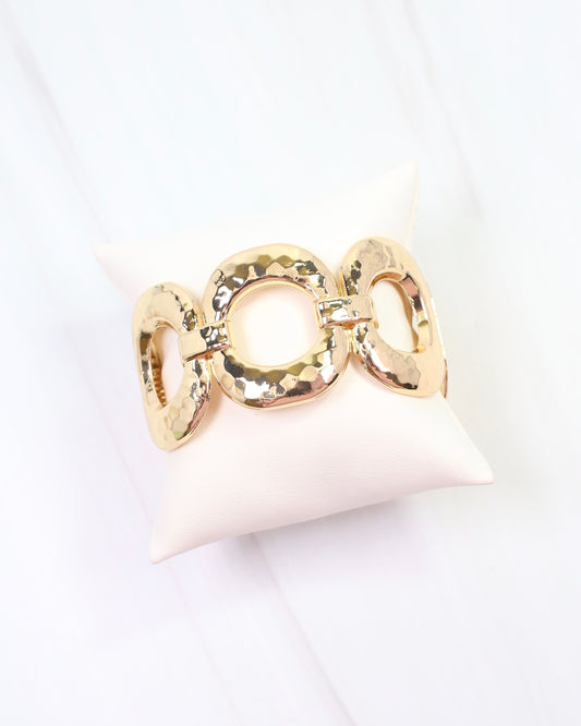 Cortland Hammered Circle Link Bracelet Gold