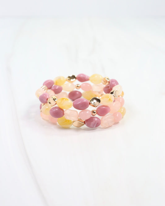 Silver Springs Beaded Bracelet Set Pink Multi